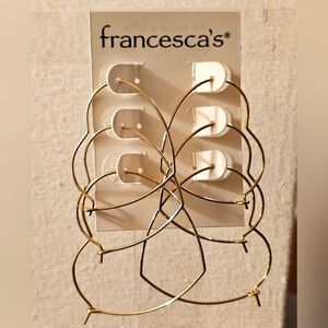 NEW Francesca's 3-Piece Gold Heart Hoop Earrings Set E1P104